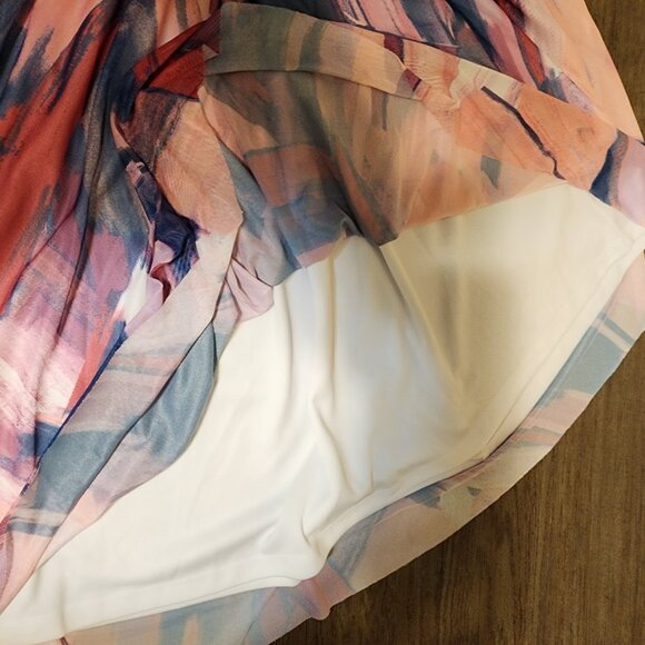 Maggy London Abstract Pastel One Shoulder Midi Dress Size 10, Zipper sticks - Picture 8 of 11